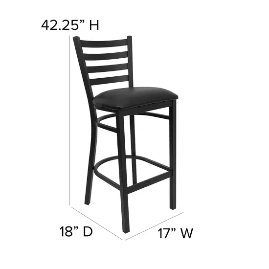 Emma and Oliver Ladder Back Metal Restaurant Dining Barstool BurgVyl/BlackMetal {11}