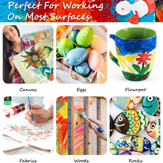 Acrylic Paint Set With 12 Brushes, 36 Colors (59ml, 2oz) Art Craft Paints Gifts for Artists Kids Beginners & Painters {4}