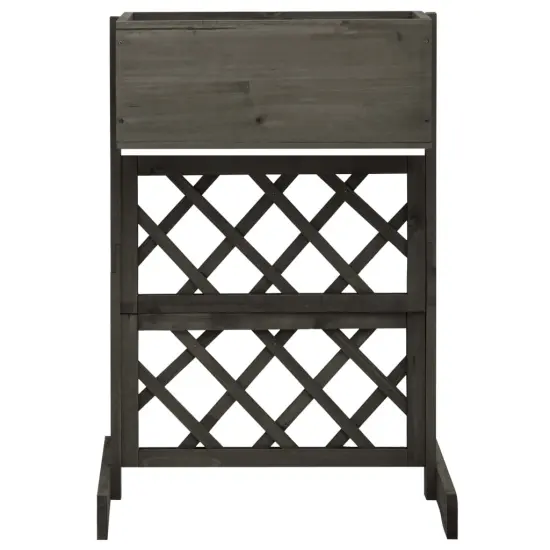 vidaXL Garden Trellis Planter Gray 17.7"x11.8"x29.1" Solid Firwood {2}