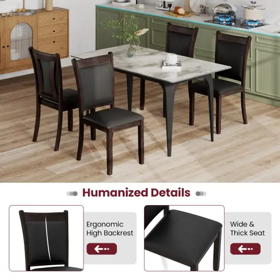 Dining Chairs Set of 2 Faux Leather Upholstered Kitchen Side Chairs with Padded Seat-Gray {6}