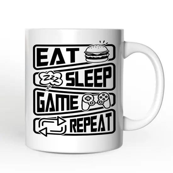 Eat Sleep Game Repeat Mug, Funny Gamer Gift {4}