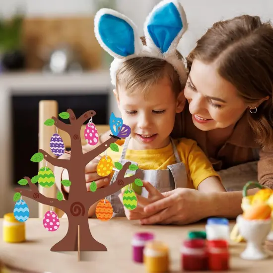 24 Pack 3D Wooden Easter Egg Tree Craft Kit for Kids Make You Own Easter Egg Tree DIY Wooden {3}