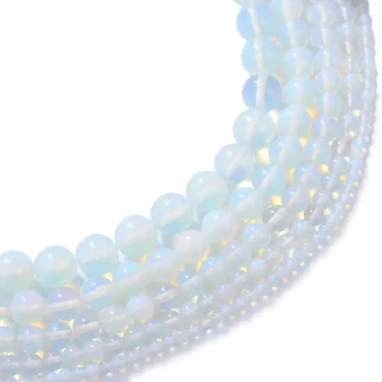 10MM White Opal Agate Beads Gemstone Beads Round Smooth Beads Good Luck for Jewelry Making DIY Gifts for Family and Friends (Opal, 10mm) {2}