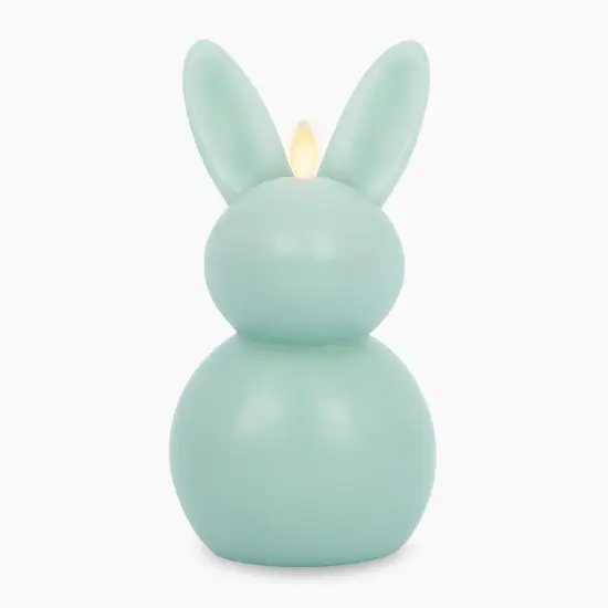 Flameless Candle Easter Bunny, Real Wax Moving Flame LED Candle with Timer, Holiday Table Decoration - 4.5" x 8" (Fresh Mint) {1}