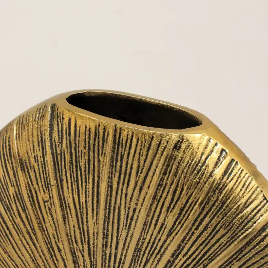 Decorative Aluminium Golden Flower Vase - Set Of 2 {5}