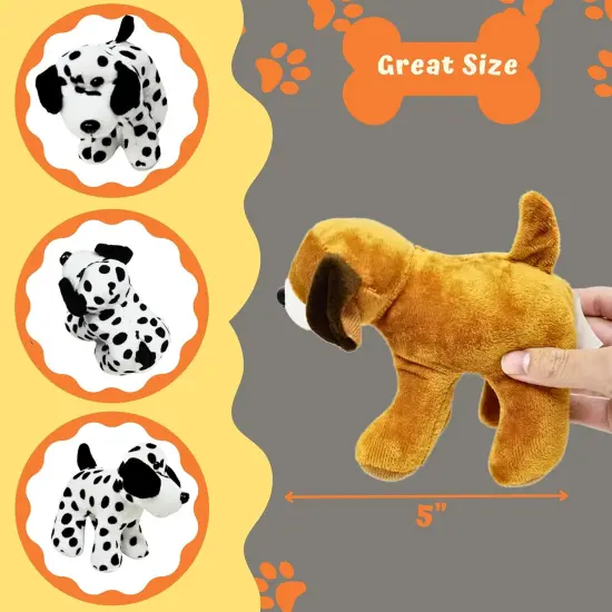 4E's Novelty 12 Pack Assorted Stuffed Dogs - 5&rsquo;&rsquo; Small Plush Animals in 6 Designs, Dog Themed Party Favors {4}
