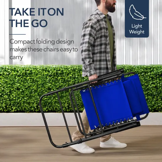 Best Choice Products Folding Outdoor Zero Gravity Rocking Lounge Chair w/ Headrest Pillow Cobalt Blue {4}