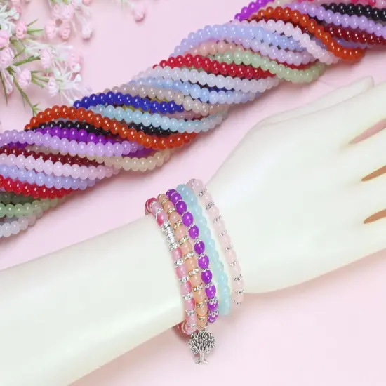 2090pcs 6mm Glass Beads Kit Set Assorted Handcrafted Round Smooth Loose Bracelet Beads Bulk for DIY Crafts & Jewelry Making {6}