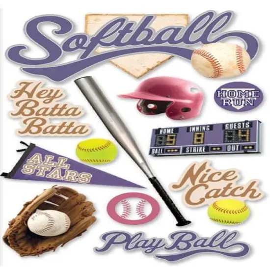Paper House Softball Dimensional Stickers {1}