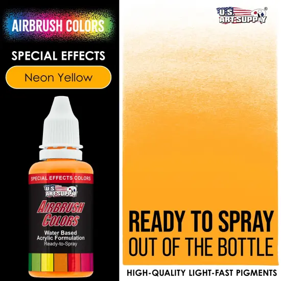 Neon Yellow, Fluorescent Special Effects Acrylic Airbrush Paint, 1 oz. {2}