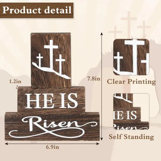 Easter Table Decorations,Easter Tiered Tray Decor, 3PCS Wooden Signs {3}