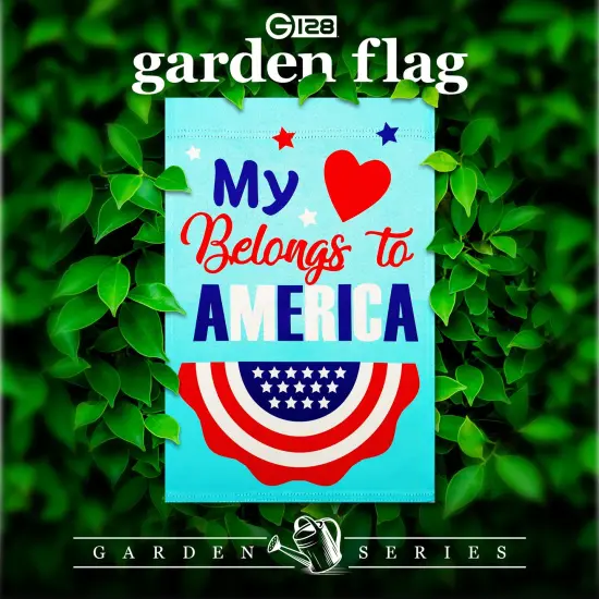 G128 Heart America Belongs Garden Flag 12x18 In Double Sided Independence Day Yard Garden Lawn Decoration {2}