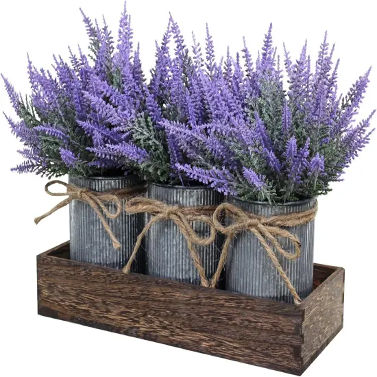 Set of 3 Artificial Lavender Plants &ndash; Rustic Farmhouse Table D&eacute;cor {1}