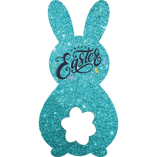 12in Waterproof Happy Easter Metal Bunny Sign {4}