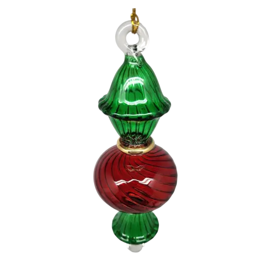 Egyptian Glass Two Tone Scalloped Ball Ornament {2}