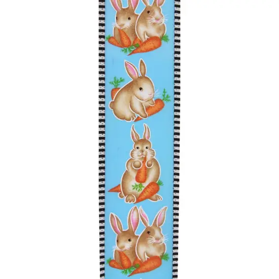 2.5" Bunnies Carrots Stripe Ribbon: Blue (10 Yards) {3}