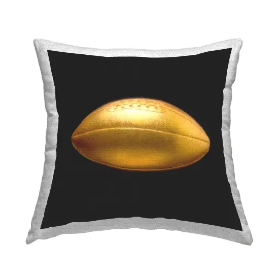 Gold Designer Football Outdoor Printed Pillow Design by Graffitee Studios, 18 x 7 x 18 {1}
