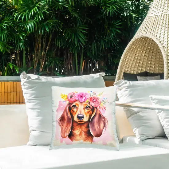 Boho Wiener Dog Dachshund Outdoor Printed Pillow Design by Andrea Haase, 18 x 7 x 18 {2}