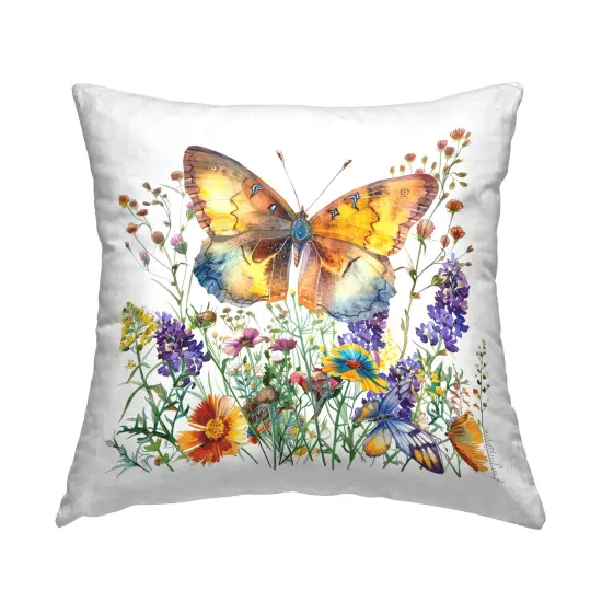 Mixed Butterfly Garden Decorative Printed Throw Pillow Design by LSR Design Studio, 18 x 7 x 18 {1}