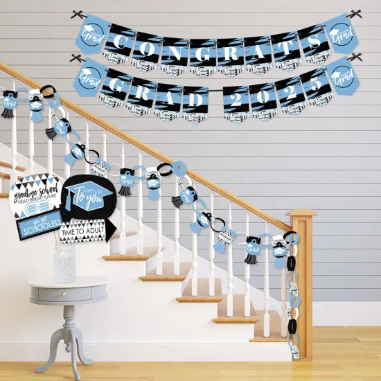 Big Dot of Happiness Light Blue Grad - Best is Yet to Come - Banner and Photo Booth Decorations - 2025 Grad Party Supplies Kit - Doterrific Bundle {4}