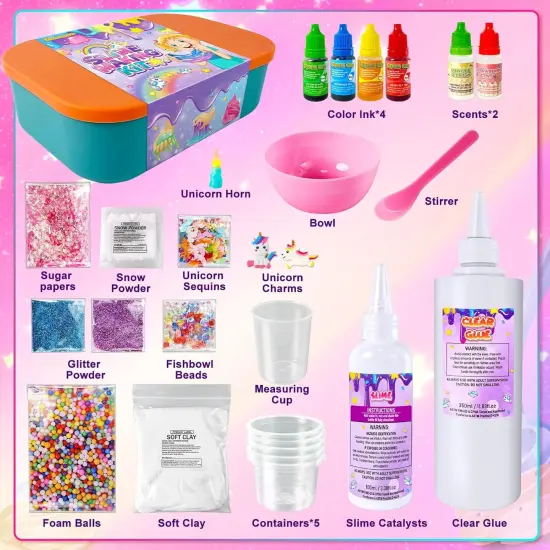DIY Slime Kit, Slime Making Kit for Girls, Butter Slime, Foam Slime, Cloud Slime with Add-ins, Foam Balls, Charms, Glitters, Slime Party Favors Gift Toys for Kids 6-12 {3}