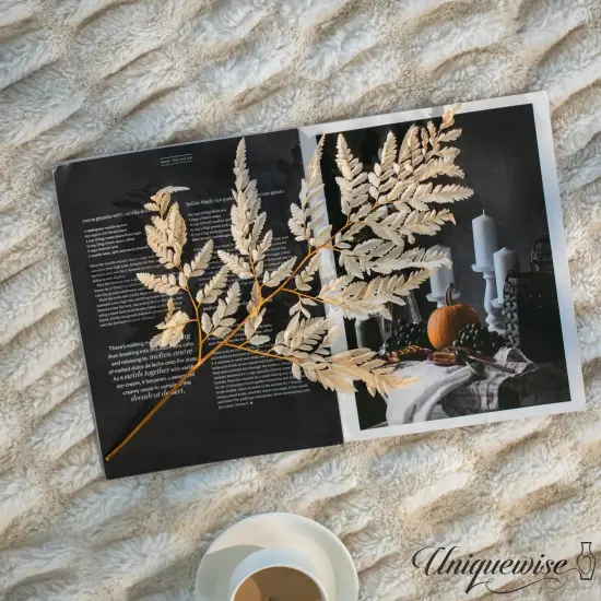 Uniquewise Preserved Real Floral Stems Chic Vase Fillers & Accents for Bouquets Centerpieces & Ornamental Displays Ideal for Home Office Boutique Cafe Resto Bar and Event Decor Orange alpine fern {3}