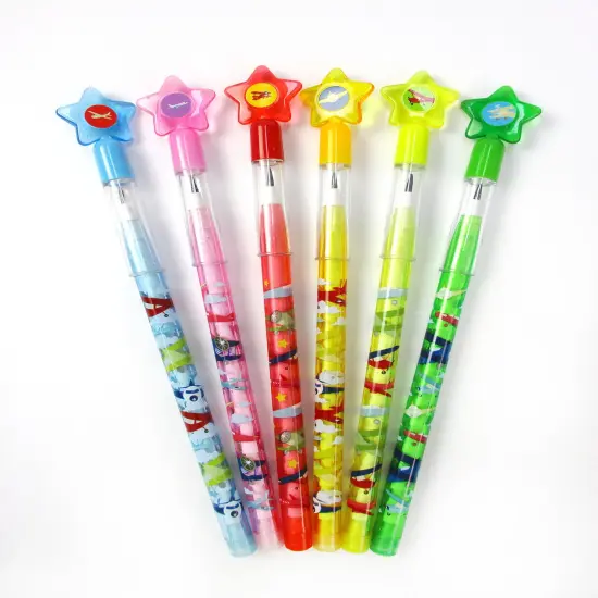 Airplane Stackable Multi Point Pencils - Set of 6 {2}