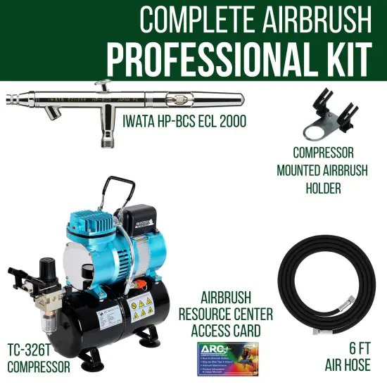 Iwata Eclipse HP-BCS 4200 Airbrush Kit with Master Airbrush Cool Runner II Dual Fan Air Tank Compressor {2}