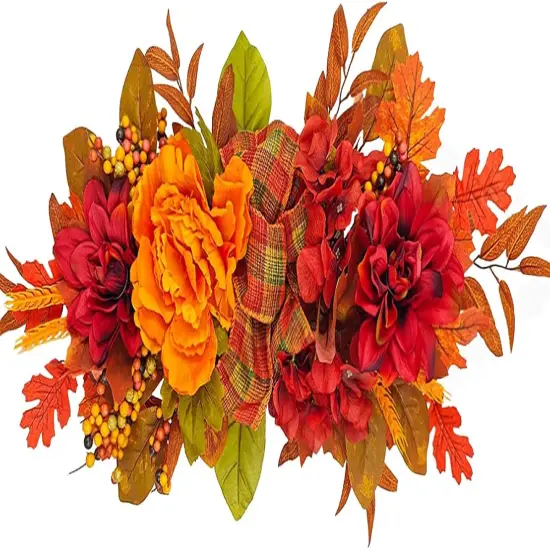 Artificial Fall Autumn Floral Swag with Maple Leaves {1}