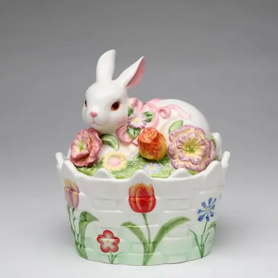 Ceramic Easter Bunny Rabbit Candy Jar, Spring Decor, Gift for Her, Gift for Mom {3}