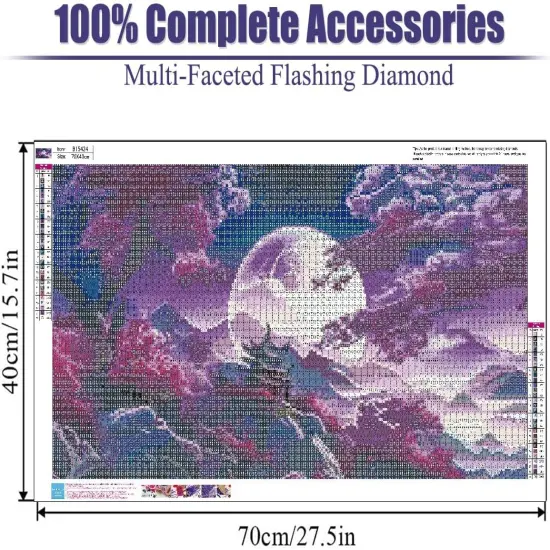5D Large Diamond Art Painting,Moon Diamond Painting Kits for Adults,DIY Full Drill Mountain Crystal Rhinestone Arts and Crafts,Tree Gem Art Painting with Diamond Home Wall Decor27.5 X 15.7inch {2}