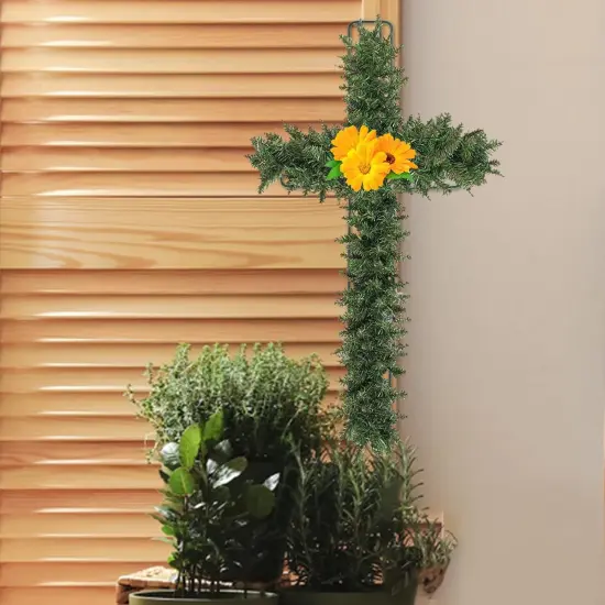 Wire Wreath Frame for Easter, 2Pcs Cross Shaped Wreath Form for Crafts Floral Decorations on Easter, Weddings, Christmas Home Party Celebrations {4}