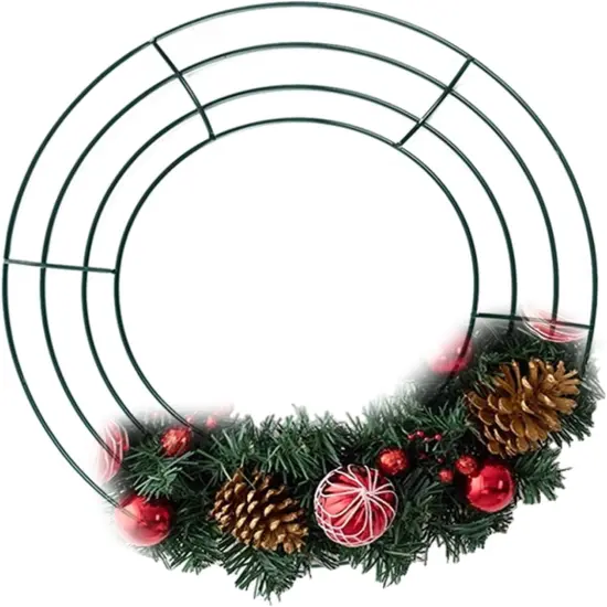 10PCS 10&rdquo; Metal Wreath Frame Green Wire Wreath Rings for Christmas New Year Party Home Decor DIY Crafts Supplies {5}