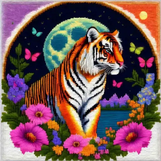 Diamond Painting Kits for Adults - Tiger Flower Diamond Art Kits 5D Paintings with Diamond Dots Full Drill Gem Art and Crafts,for DIY Gift and Home Decor 12X12inch {1}