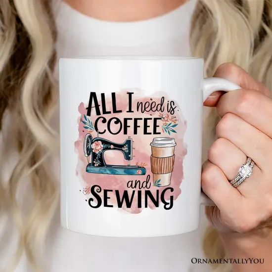 Coffee and Sewing Mug, Seamstress Gift {2}