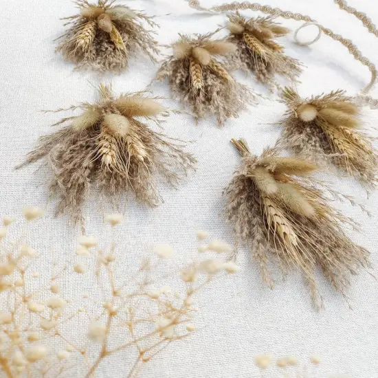 Pack of 6 Mini Dried Flower Bouquet - Brown {4}