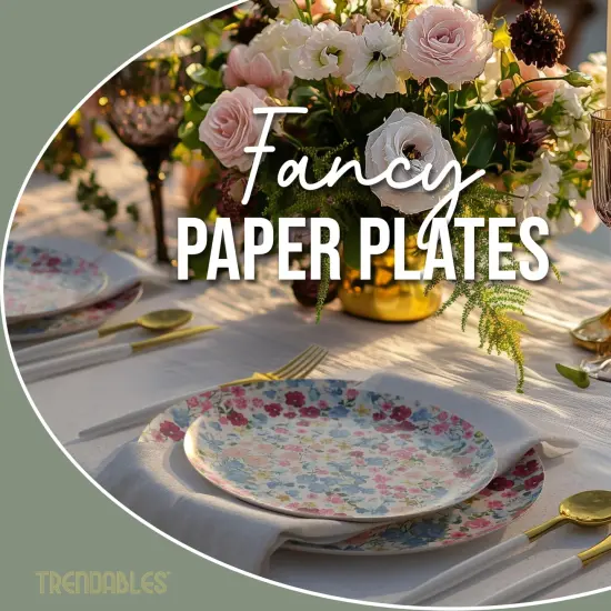 Earthtrends Heavy Duty Paper Plates for parties &ndash; Includes 8-Inch Paper Dessert Plates and 10-Inch Paper Dinner Plates &ndash; Disposable Floral Paper Plates for Parties, Weddings, Events, BBQs, Birthdays, Catering, Holidays &ndash; Elegant Tableware Set Meadow 80 {3}