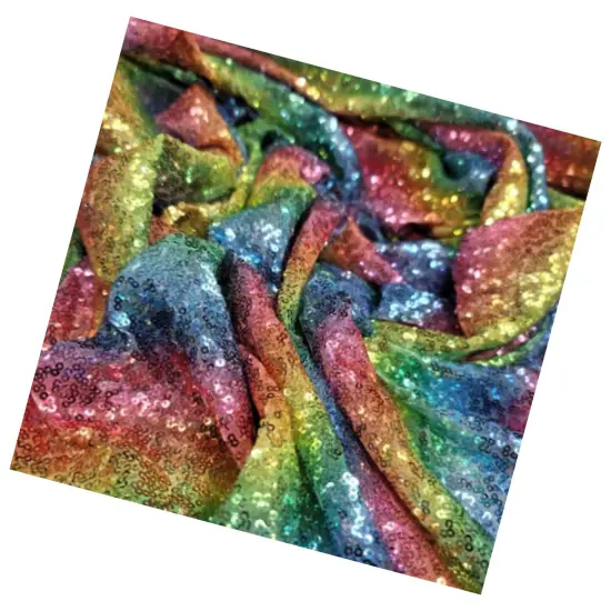 Rainbow Sequin on Stretch Mesh Fabric Vibrant Multicolor Stripes {5}