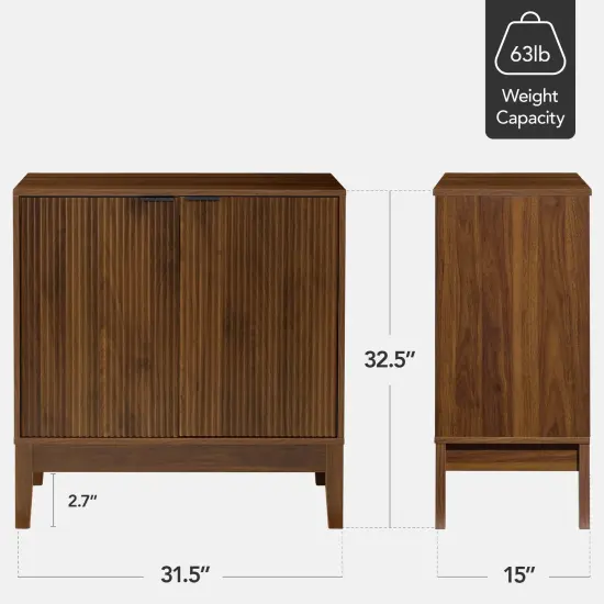 Best Choice Products 2-Door Reeded Storage Cabinet w/ Soft-Close Doors, Multipurpose Accent Furniture Walnut {2}