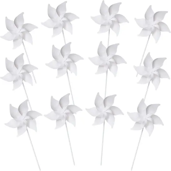 DIY Pinwheels Craft for Kids Blank White Color Your Own Pinwheels Paper Craft Kits for Boys Girls Summer Activities Art Daycare Project Party Favor, 15 Inches {1}