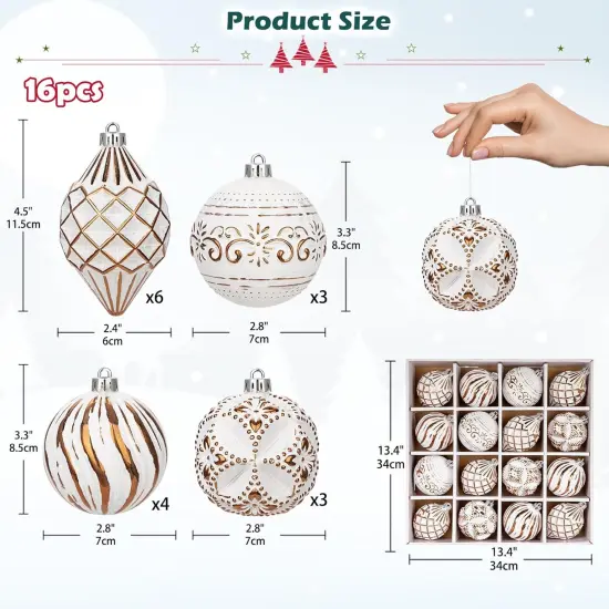 16PCS Shatterproof Christmas Ball Ornaments Set {5}