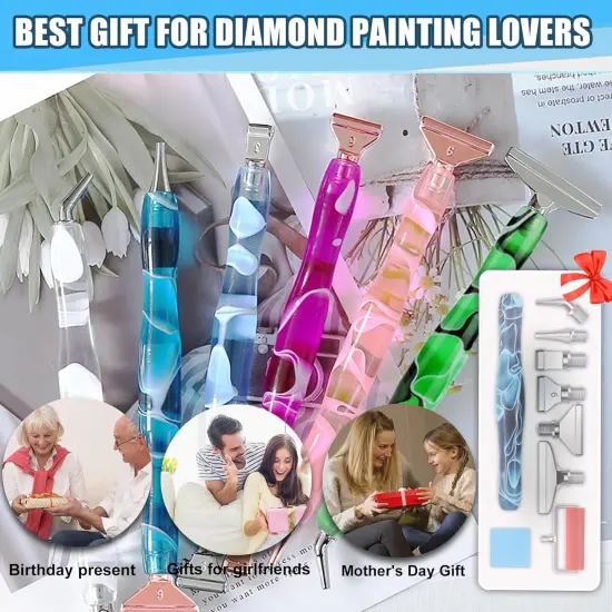 14PCS Diamond Painting Pen Accessories Tools Set, Exquisite Stainless Steel Metal Pen Tips,Ergonomic Diamond Art Pen and 6 Painting Glue Clay,Comfort Grip and Faster Drilling {5}