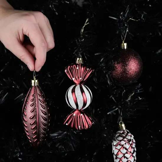 24-Piece Wine Red Christmas Tree {5}