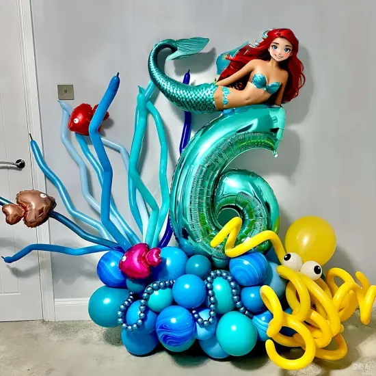 202 Pcs Under the Sea Party Decorations Balloon Arch Kit, Teal Blue - Ocean, DIY Octopus Clear Balloons, Finding Nemo Birthday Party Themed Decor {4}