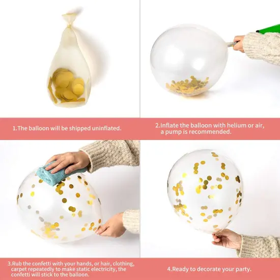 Gold 34th Confetti Latex Balloons, Woman or Man Happy 34 Years Birthday Party Balloon Decoration With Confetti {3}