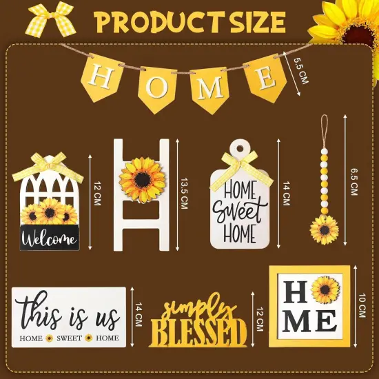 11 Pcs Sunflower Tiered Tray Decor Set {3}