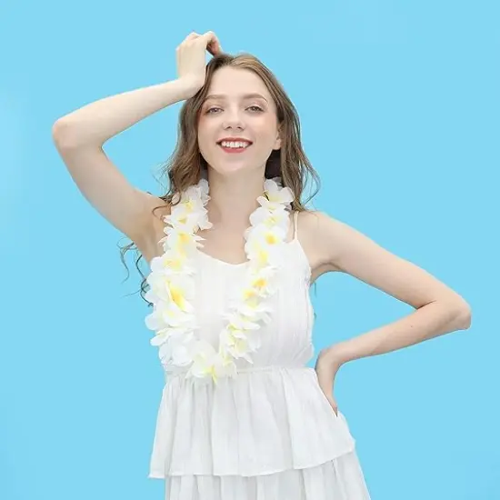 Summer Hawaiian Flower Leis Tropical Luau Party Supplies of Hula Garland Necklaces,Hawaiian Leis Floral Necklace for Beach Theme Hula Dance Luau Celebrations Wedding Party Decor {5}