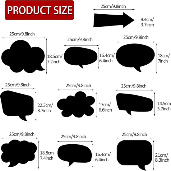 18pcs Blank Photo Booth Props Black Chalkboard Photo Booth Props Frame with Bubble DIY Photo Props for Birthday Wedding Party Supplies(Black) {2}