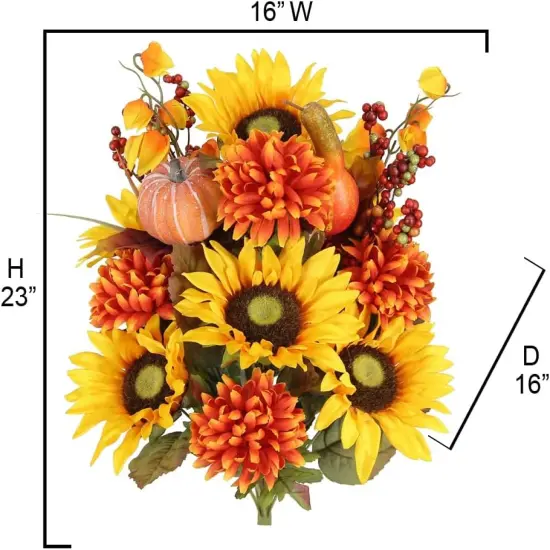 18 Stems Summer Bushes Artificial Mums Sunflowers {2}