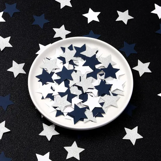 300pcs Navy Blue White Silver Confetti,Glitter Paper decor Twinkle Little Star Table Confetti,Birthday Graduation 2024 Fathers Day Wedding Baby Shower Party Decorations Circle Dots Lasting Surprise {4}